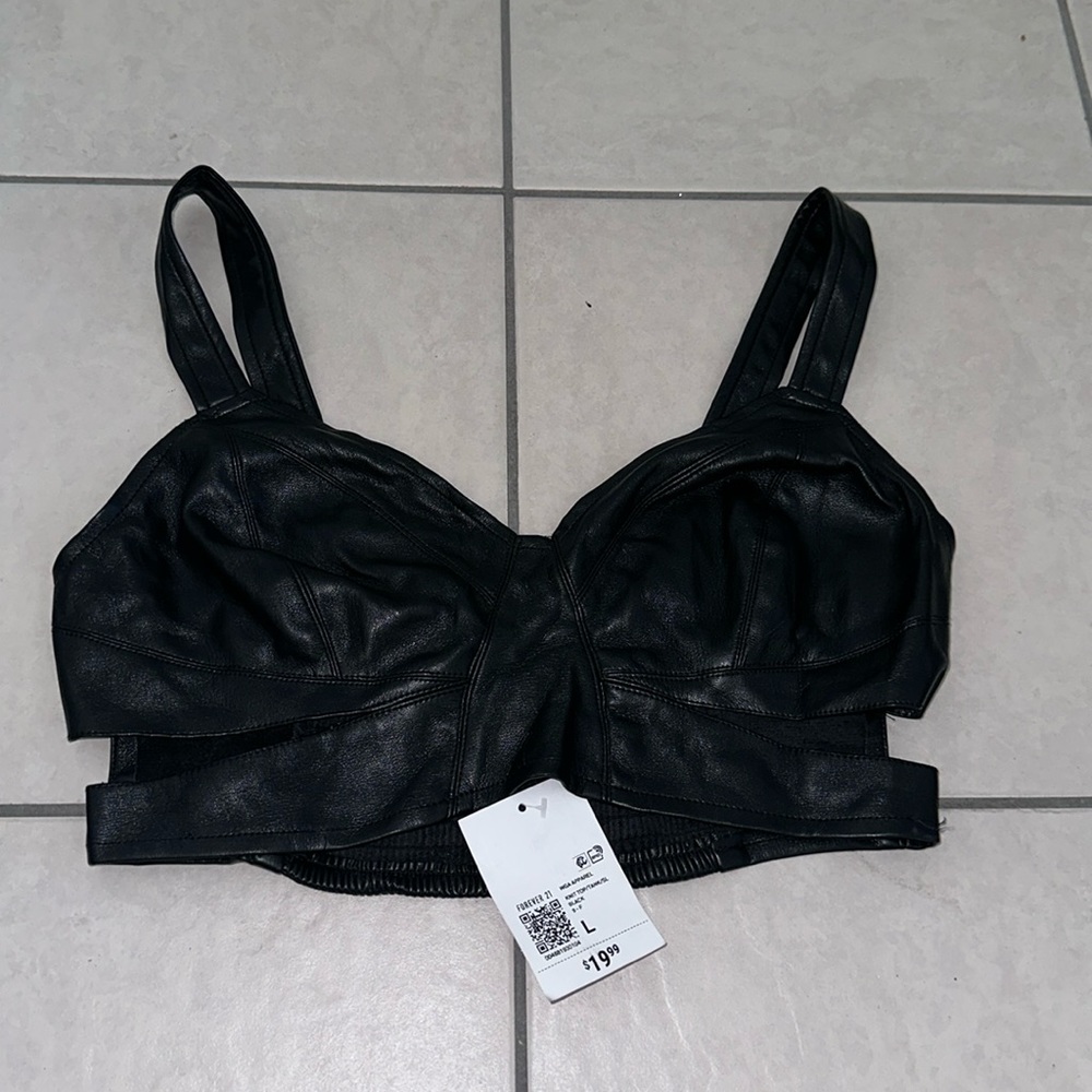 Black leather top